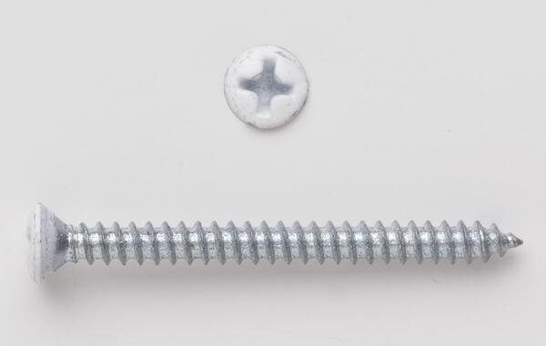 PCO82W #8 X 2 OVAL PHILLIPS WHITE HEAD REGISTER SCREW ZINC PLATED